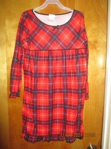 WONDERSHOP GIRLS SIZE 12 NIGHTGOWN RED PLAID FLEECE - Picture 1 of 3