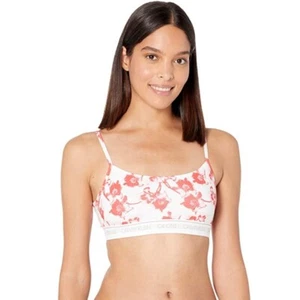 CALVIN KLEIN CK One Cotton Unlined Bralette Logo Band Strawberry Shake Red XS - Picture 1 of 4