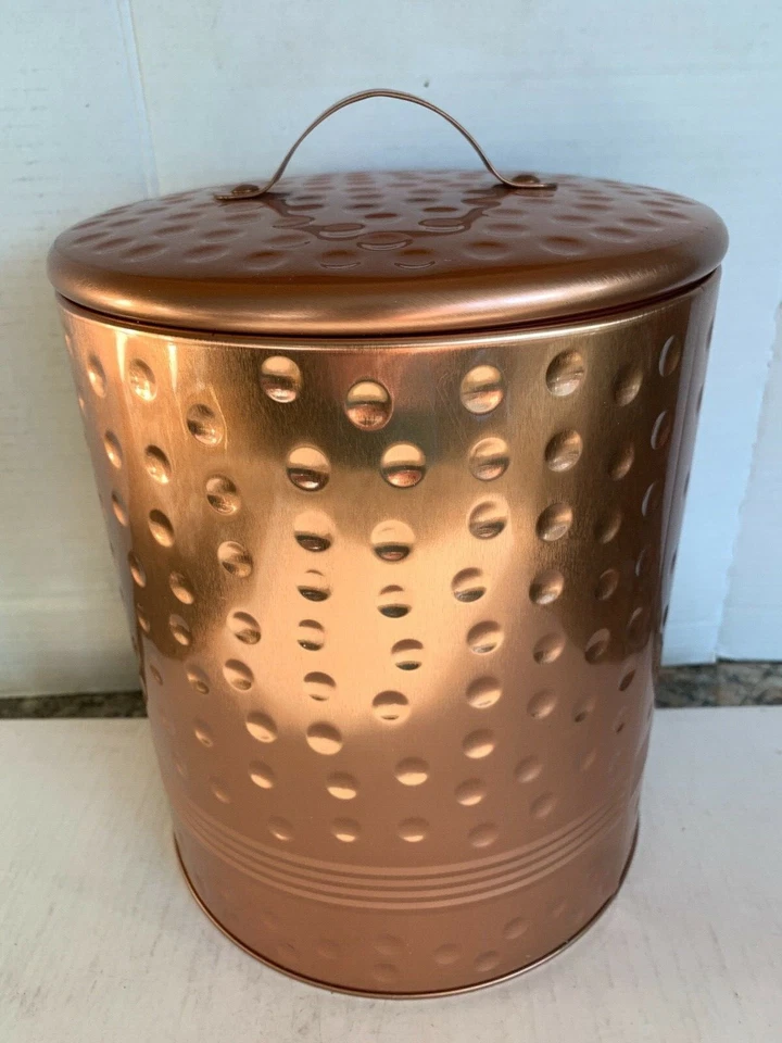 Cookie Jar Hammered Copper Finish 9" Flour Jar Kitchen Decor Treat Jar Farmhouse - Image 1 of 4