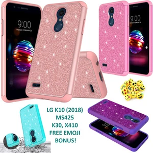 For LG K10 2018, K30,(MS425) Cute Glitter Bling Sparkle Hybrid Case + HD Screen - Picture 1 of 19