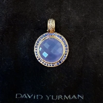 Pingente David Yurman prata esterlina 925 ouro 18k azul calcedônia com safira - Imagem 1 de 4