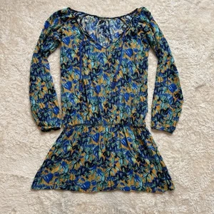 NWOT Maaji Dress Boho Blue Floral Beachwear Ruffle Cover Up Resort Wear Sz S - Picture 1 of 9