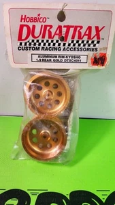 Vintage DURATRAX CUSTOM GOLD ALUMINUM RIM-KYOSHO 1.9 REAR WHEELS DTXC4011 NOS... - Picture 1 of 2