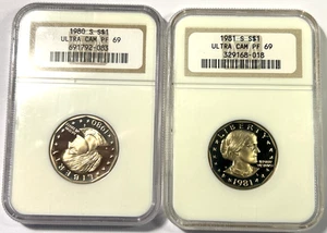 1980s & 1981s Type 1  Susan B Anthony PF69 Ultra Cameo NGC, Older Brown Holders! - Picture 1 of 6