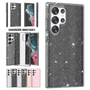 For Samsung Galaxy S24 Ultra S23 S22 Sparkle Glitter Clear Slim Shockproof Case - Picture 1 of 48