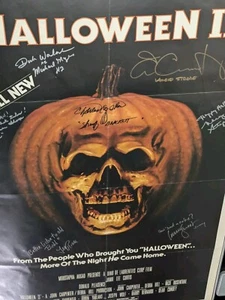 Poster Halloween 2 1981 originale 27x41 un foglio firmato fuso x7 Jamie Lee Curtis - Foto 1 di 20