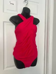 MARKENLOSER PINK STRETCH CRISS KREUZ VORNE DAMEN BADEANZUG GRÖSSE XL - Bild 1 von 7