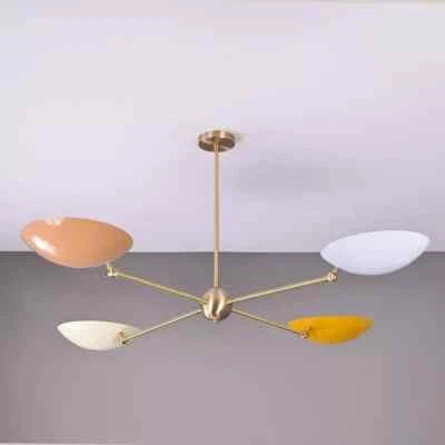 4 Lights Large Brass Ambience Ceiling Lamp Curved Pendant Mid Century Modern Raw - Image 1 of 4