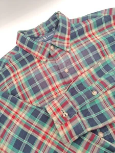 🇺🇲 Ralph Lauren Mens M 15.5x34 Flannel Button Down Shirt Multicolor Check - Picture 1 of 7