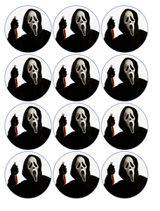 12 Cara fantasma, grito, papel comestible, cupcake galletas PRECORTE - Imagen 1 de 4