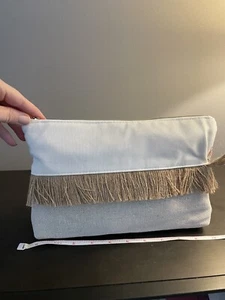 Ulta Linen Canvas Zippered Makeup Bag NEW 10” X 6” X 2” - Picture 1 of 5