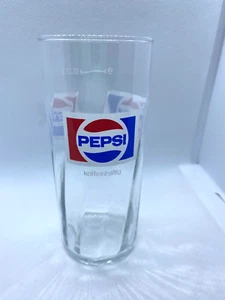 vtg Pepsi Glass German Label Swirl Clear Glass Koffeinhaltig - Picture 1 of 10