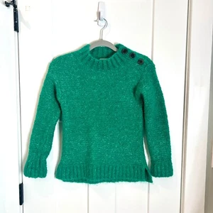 Crewcuts Girl's Bright Green Alpaca Blend Chunky Fuzzy Mock Neck Sweater Size 12 - Picture 1 of 7