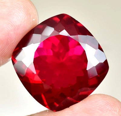 43.70 Ct Natural Mozambique Blood Red Ruby Certified Flawless Cushion Gemstone - Image 1 of 4