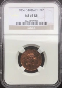 Great Britain Farthing  George III 1806  NGC MS62 Red Brown  - Picture 1 of 4