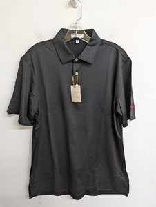 Peter Millar Mens Golf Polo Shirt Black Summer Comfort Logo On Sleeve Size M - Picture 1 of 9