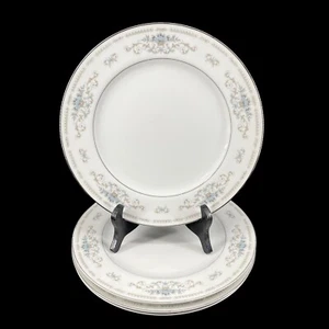Set of 4 "Diane" by Fine China of Japan 10.25" Dinner Plates 1980s Silver Trim - Picture 1 of 6