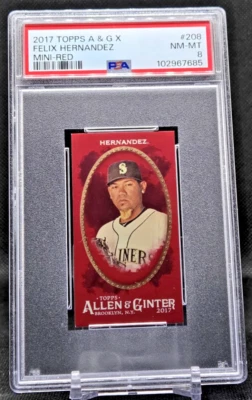 2017 Topps Allen & Ginter X Mini-Red #208 Felix Hernandez #1/5 PSA 8 (JBC2112) - Image 1 of 2