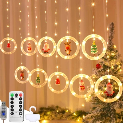 Christmas Window Lights Curtain Window LED Christmas LED Star Fairy String Light - Image 1 of 4