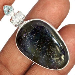 Natural Sunstone In Iolite & Blue Topaz 925 Sterling Silver Pendant CP41731 - Picture 1 of 1