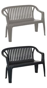 2 Seater Plastic Garden Bench Weather Resistant Outdoor Patio Decking Furniture