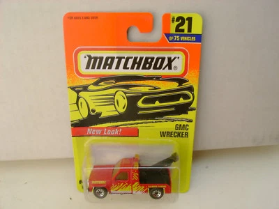 1996 MATCHBOX SUPERFAST #21 RED GMC WRECKER 24 HOUR TOWING NEW ON CARD - Image 1 of 4