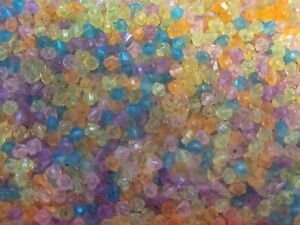 4 mm Transparent Multicolor Faceted Bicone Beads