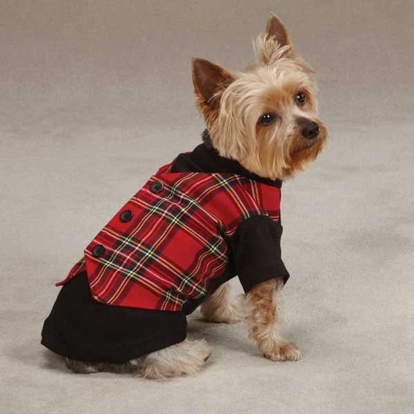 Tartan Plaid Dog Vest Traditional High-Cut Button-Down Style Christmas Holiday - Image 1 of 1