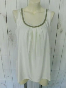 Neu mit Etikett White House Schwarzmarkt ärmelloses Strick-Tanktop Kettenglieder Chiffonborte L - Bild 1 von 6