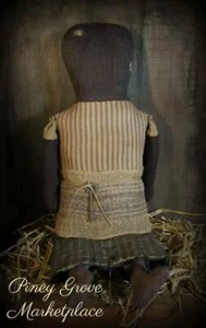 PRIMITIVE PRAIRIE DOLL 24" FACELESS CLOTH DOLL HAND MADE SIGNED BY ARTIST OOAK - Afbeelding 1 van 6