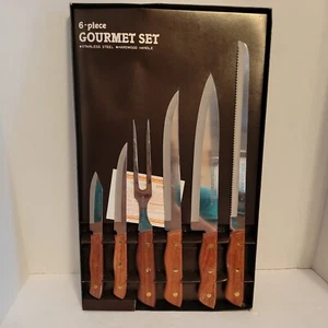 SirloinMaster Falcon 6 Pc Gourmet Cutlery Set Hardwood Handles, Stainless Steel  - Picture 1 of 6