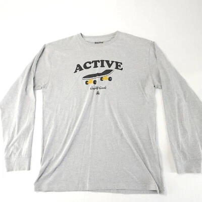 Camiseta Active Ride Shop Para Hombre Grande Gris Manga Larga Patinador Y2K Años 90 Grunge Punk Foto 1 de 4