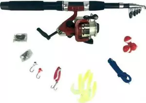 Palo da pesca set 33 pezzi kit da pesca canna telescopica mulinello da filatura ganci altro - Foto 1 di 12