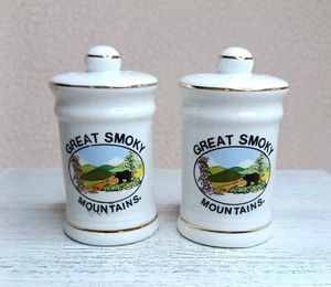 Great Smoky Mountains Souvenir Salt & Pepper Shakers Set Ceramic Nature Scene  - Picture 1 of 15