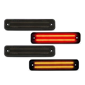4x Smoked Led Front & Rear Amber Red Side Marker Lights For Hummer H2 2003-2009 - Picture 1 of 9