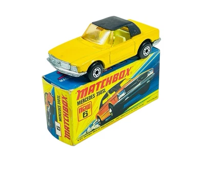 Matchbox Lesney Superfast MB6 Yellow/Black Top Mercedes 350SL w/I Box - Image 1 of 4