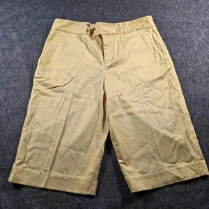 Lauren Ralph Lauren Shorts Womens 8 Yellow Bermuda Stretch Cotton Logo Buttons - Picture 1 of 7