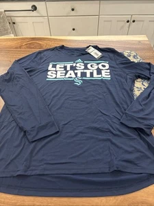 HERREN NHL ADIDAS SEATTLE KRAKEN LANGARMSHIRT MARINEBLAU LARGE L NEU MIT ETIKETT - Bild 1 von 5