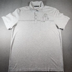 Camisa Polo Travis Mathew Hombres XL Gris Manga Corta Mezcla de Algodón Bolsillo Palmera - Imagen 1 de 11