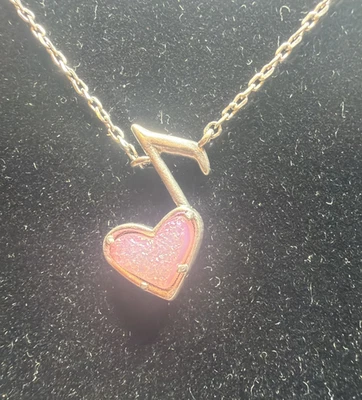 Kendra Scott x Dolly Parton Ari Corazón Nota Musical Collar Plata Rosa Drusy Nuevo Foto 1 de 4