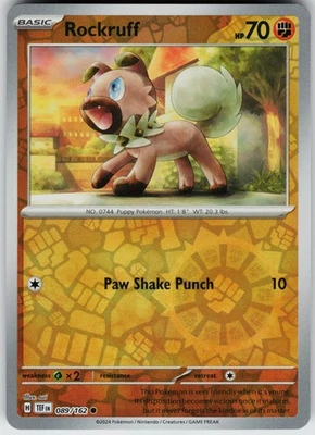 Pokemon Rockruff 089/162 SV05: Temporal Forces NM Reverse Holo card - Image 1 of 2