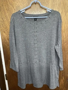 Simply Emma Damen grau 3/4 Länge leichte Tunika Top Größe 1X - Bild 1 von 3