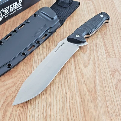 Cold Steel Razor Tek Fixed Knife 6.5" 4116 Steel Recurve Blade Black GFN Handle - Image 1 of 4
