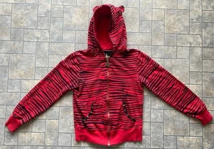 Abbey Dawn Avril Lavigne Hoodie Jugend Mädchen XL rot schwarz Tigerstreifen mit Ohren - Bild 1 von 24