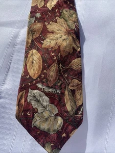 Vintage Cellini Collection Tie Mens Silk Necktie Autumn Fall Colors Leaves 90s - Picture 1 of 8