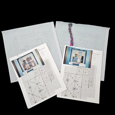 2 JINICE NEEDLEPOINT CANVAS LOT: MINI TAJ SERIES  DRAWN DESIGN  BM - Image 1 of 4