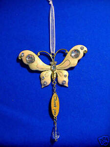 Hanging Butterfly - Thank You - Enamel & Gold Plate.