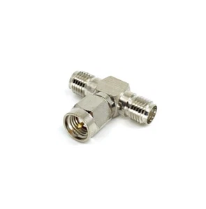 2 Stück RF Koax T-Adapter SMA Buchse auf SMA Stecker auf SMA Buchse Nickel - Bild 1 von 5