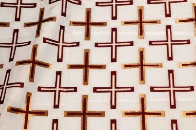 Ecclesiastical Liturgical Vestments Light-Weight Woven Cool Fabric with Crosses - Image 1 of 4