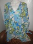 Ladies Forever Icon Collection Blue Yellow Green Flowy Cap Slv Top Plus 3Xl